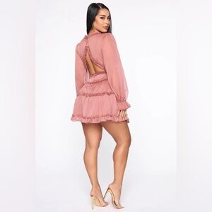 Elegant Backless Pink Mauve flare mini Dress